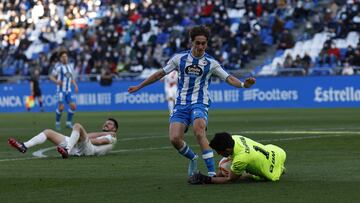 Noel en un partido con el Deportivo