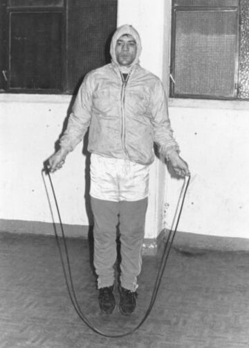 El boxeador zaragozano durante un entrenamiento.