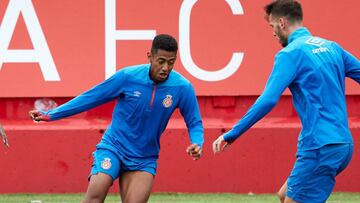 Lozano durante un entrenamiento con el Girona. 