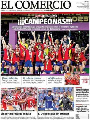 La prensa española, orgullosa de sus campeonas del mundo