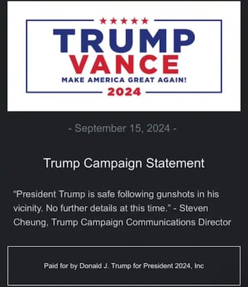 Comunicado del director de comunicaciones de campaña de Donald Trump, Steven Cheung,