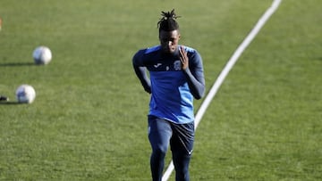 Sekou en un entrenamiento con el Fuenlabrada.