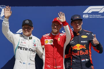 Valtteri Bottas, Sebastian Vettel y Max Verstappen