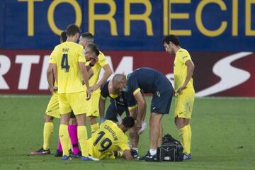 Coquelin, lesionado ante el Huesca.