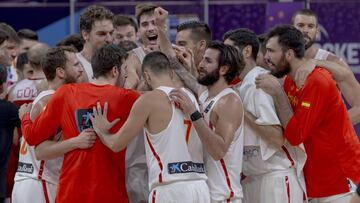 Alegría de la Selección española de baloncesto.