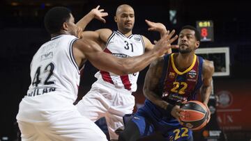 COLOGNE, GERMANY - MAY 28: Cory Higgins, #22 of FC Barcelona in action during the Semi Final game between FC Barcelona v AX Armani Exchange Milan as part of Turkish Airlines EuroLeague Final Four Cologne 2021 at Lanxess Arena on May 28, 2021 in Cologne, Germany. (Photo by Rodolfo Molina/Euroleague Basketball via Getty Images)