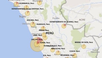 Mapa de casos por coronavirus por departamento en Perú: hoy, 4 de junio