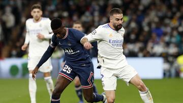 09/03/22 PARTIDO CHAMPIONS LEAGUE VUELTA OCTAVOS
REAL MADRID - PSG PARIS SAINT GERMAIN
NUNO MENDES DANI CARVAJAL