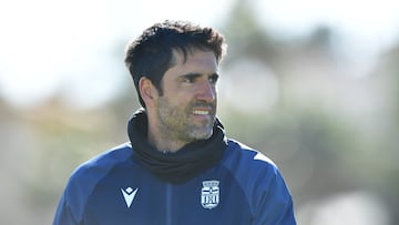 Iñigo Vélez, en un entrenamiento de esta semana.