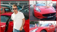 Vettel con el Ferrari California que le ha regalado a su padre, Norbert.
