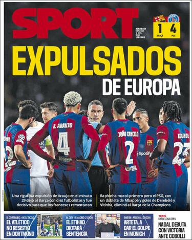 Las portadas tras la eliminación del Barcelona y Atlético