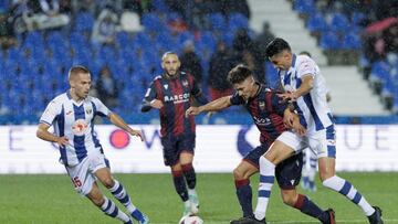 Partido entre el Leganés y el Levante, jornada 15 de LaLiga Hypermotion.