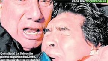 <b>ABRAZO ROTO. </b>Portada de Olé tras el decisivo Uruguay-Argentina.