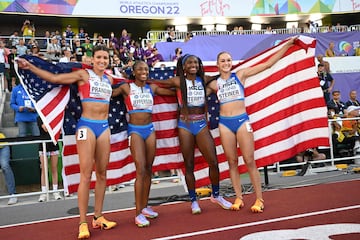 Jenna Prandini, Melissa Jefferson, Twanisha Terry y Abby Steiner.