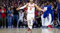 The Knicks player joked that he gets his energy from Mike and Ikes after eliminating the Sixers from the playoffs and threw one at a reporter to try.