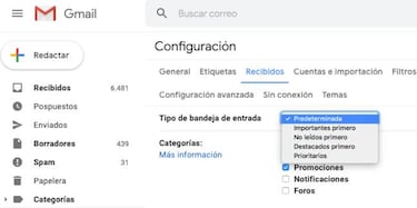 Cómo personalizar la bandeja de entrada en Gmail