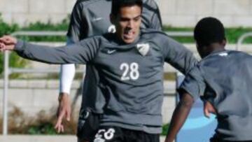 Recio, en un entrenamiento con el M&aacute;laga.