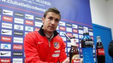 Gabi, capitán del Atlético de Madrid en rueda de prensa posterior al entrenamiento.