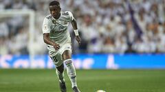 Vinicius Junior of Real Madrid during the match between Real Madrid v FC Barcelona of Copa del Rey, semifinals, 2nd leg, 2018-2019 season. Santiago Bernabeu Stadium. Barcelona, Spain - 27 FEB 2019