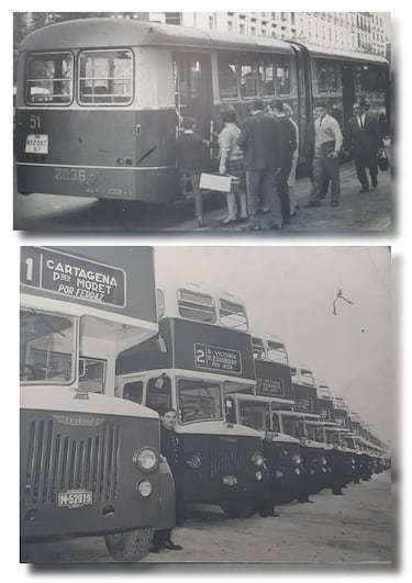 En el museo de la EMT de Madrid hay una colección de fotografías de autobuses antiguos de las décadas pasadas en la capital madrileña.