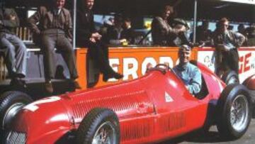 Farina, en el GP de Gran Bretaña, primera carrera de la historia de la F-1.