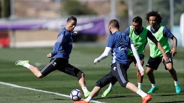 Cristiano, en el entrenamiento de este miércoles.