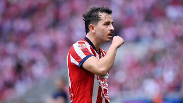 Alan Mozo celebrates his goal 4-0 of Guadalajara during the 6th round match between Guadalajara and FC Juarez as part of the Liga BBVA MX, Torneo Apertura 2024 at Akron Stadium on August 31, 2024 in Guadalajara, Jalisco, Mexico.