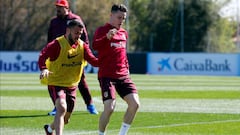 Gameiro en el entrenamiento. 