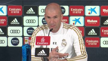 Zidane habla ante los medios en Valdebebas en la previa del partido contra el Celta.