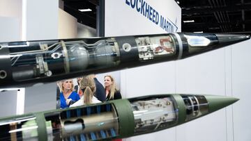 U.S. Secretary of the Army Christine Wormuth speaks near a Terminal High Altitude Area Defense (THAAD) missile and the Pac-3 Missile Segment Enhancement during the Association of the United States Army annual meeting and exposition at the Walter E. Washington Convention Center in Washington, U.S., October 14, 2024. REUTERS/Nathan Howard