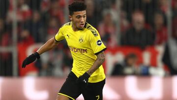Jadon Sancho durante el encuentro entre Borussia Dortmund y Bayern Munich en el Allianz Arena.