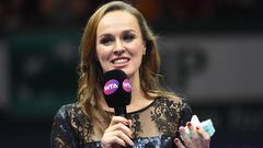 Martina Hingis tras anunciar su retirada en las WTA Finals de Singapur de 2017.