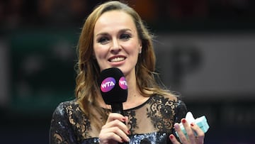 Martina Hingis tras anunciar su retirada en las WTA Finals de Singapur de 2017.