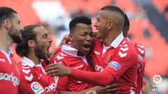 Uche celebra el gol ante el Numancia