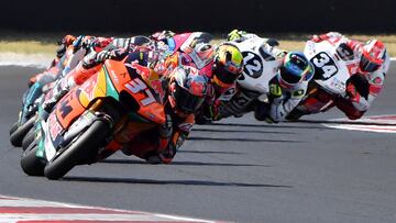 MotoGP - San Marino Grand Prix - Misano World Circuit Marco Simoncelli, Misano Adriatico, Italy - September 10, 2023 Red Bull KTM Ajo's Pedro Acosta in action as he leads during the Moto2 race REUTERS/Jennifer Lorenzini