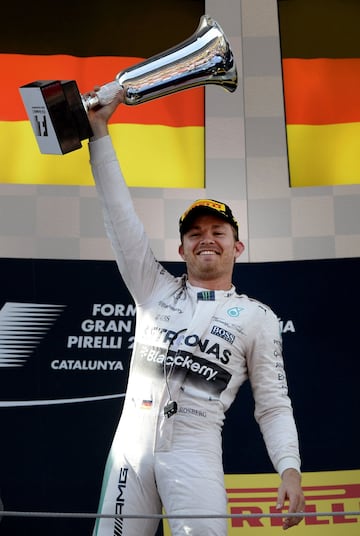 Ganó en Barcelona con el Mercedes en 2015. Primera de las seis victorias que el alemán lograría esa temporada.