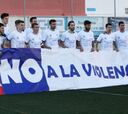 Los jugadores de El Palo, con camisetas de apoyo para Samu