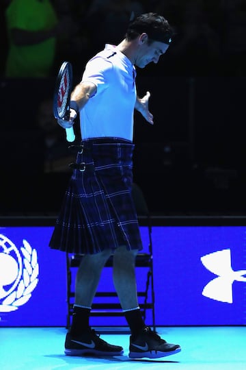 Andy Murray and Roger Federer play in charity match in Glasgow.