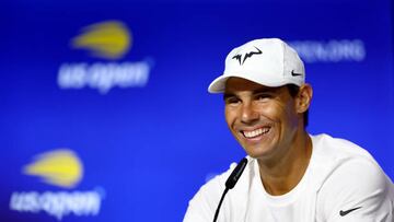 NEW YORK, NEW YORK - AUGUST 26: Rafael Nadal of Spain fields questions during media day before the start of the US Open at USTA Billie Jean King National Tennis Center on August 26, 2022 in New York City. (Photo by Elsa/Getty Images)