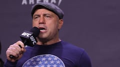 (FILES) In this file photo taken on December 10, 2021, Joe Rogan introduces fighters during the UFC 269 ceremonial weigh-in at MGM Grand Garden Arena in Las Vegas, Nevada. - Rogan apologized on February 5, 2022, for his past use of racist language including the "N word" and said streaming giant Spotify had deleted some of the most offensive episodes of his show. (Photo by Carmen Mandato / GETTY IMAGES NORTH AMERICA / AFP)