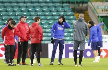 Parejo, en la sesión de ayer en Glasgow, en la que trabajó a menor ritmo.