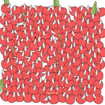 Reto visual: ¿Puedes encontrar la cereza que no tiene gusano?