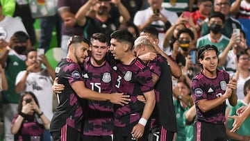 Israel Reyes celebrates his goal 1-0 of Mexico during the game Mexico National Team (Mexican National Team) vs Surinam, corresponding to Group A of League A of the CONCACAF Nations League 2022-2023, at TSM Corona Stadium, on June 11, 2022.
<br><br>
Israel Reyes celebra su gol 1-0 de Mexico durante el partido Mexico (Seleccion Nacional Mexicana) vs Surinam, correspondiente al Grupo A de la Liga A de la Liga de Naciones CONCACAF 2022-2023, en el Estadio TSM Corona, el 11 de Junio de 2022.