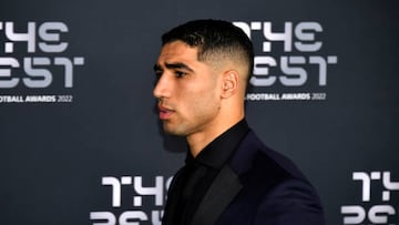PARIS, FRANCE - FEBRUARY 27: Achraf Hakimi poses for a photo on the Green Carpet ahead of The Best FIFA Football Awards 2022 on February 27, 2023 in Paris, France. (Photo by Aurelien Meunier/Getty Images)