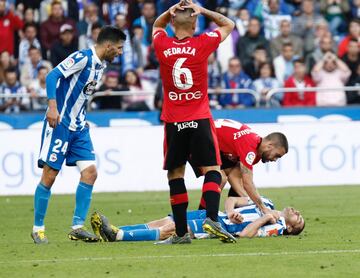 En el minuto 42 del encuentro de ida del play off de ascenso a Primera División, Álex Bergantiños sufrió un aparatoso choque con Pedraza, por lo que tuvo que ser retirado en camilla y trasladado a un hospital. Tras una primera exploración, los servicios médicos del club indicaban que el jugador se encontraba bien.