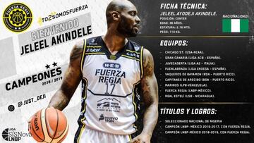 Jeleel Akindele regresa a Fuerza Regia para las finales del Este