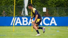 Ximo Navarro, en su primer entrenamiento con el Deportivo.