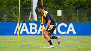 Ximo Navarro, en su primer entrenamiento con el Deportivo.