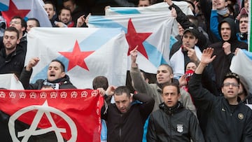 Integrantes de Celtarras durante un partido del Celta.