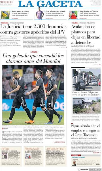 Las portadas de la prensa tras el 6-1 de España a Argentina